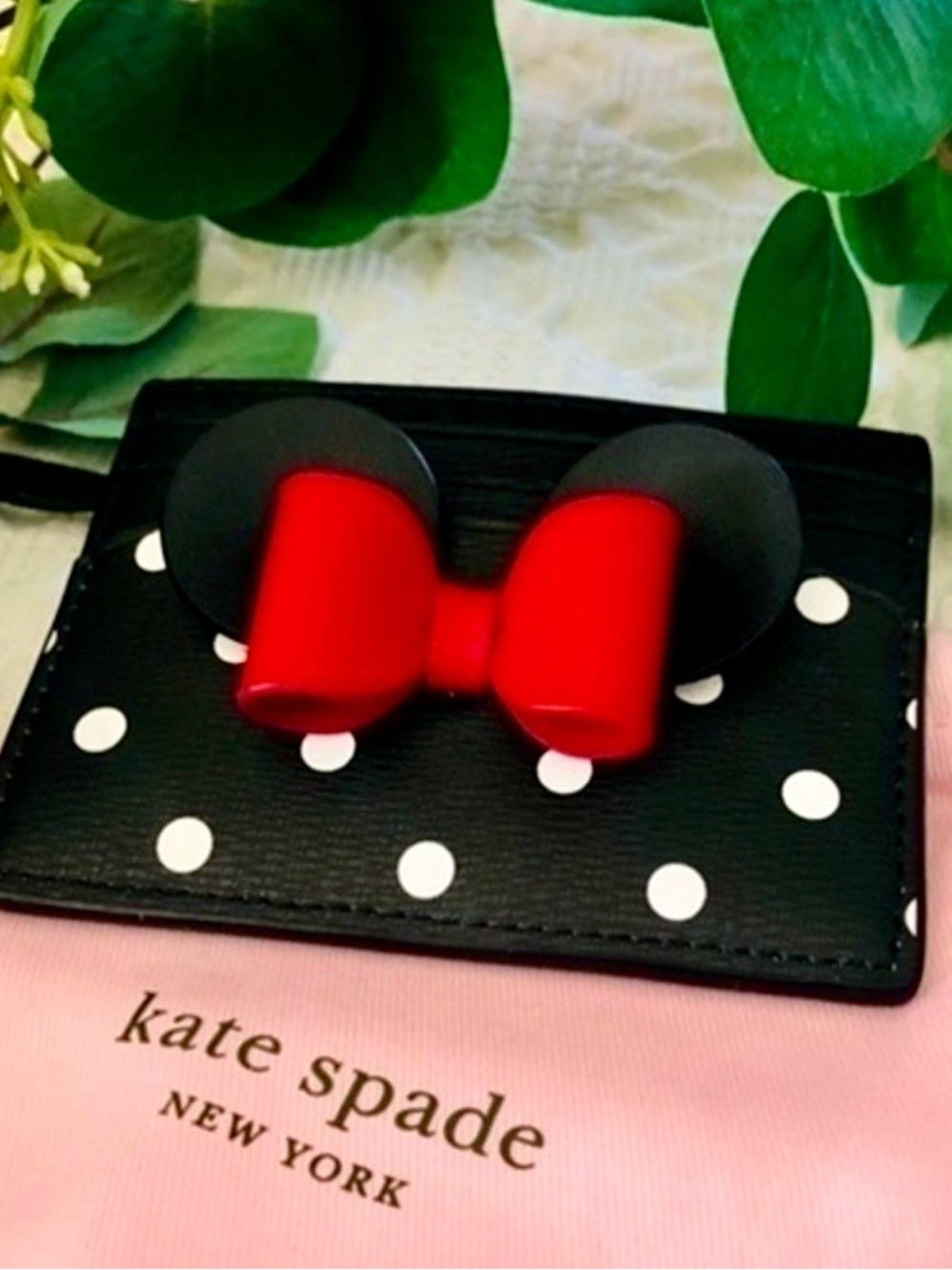 Kate Spade x Disney Minnie Mouse Polka Dot Leather Cardholder NWT
